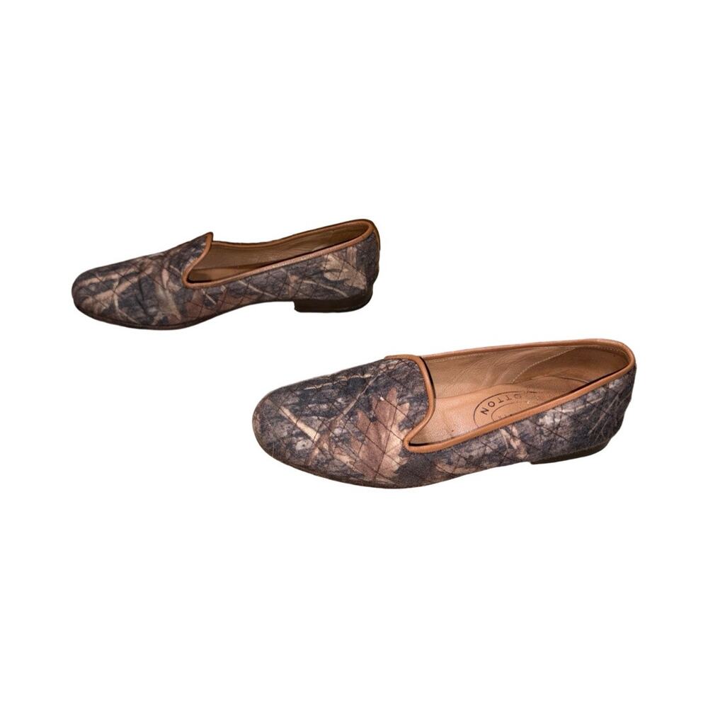 Stubbs & Wootton Limited Edition Brown Quilted Camo Loafers Size: 8.5 Women - Picture 4 of 8